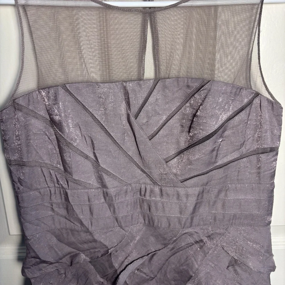NWT Adrianna Papell Anthropologie Women's 8 Cocktail Dress Mauve Metallic Tiered
